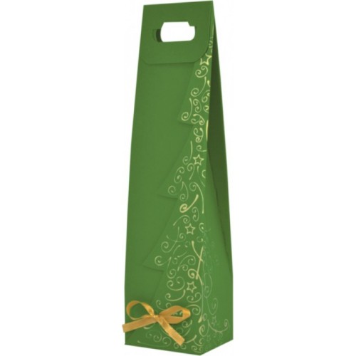 Vianočná taška na víno zelená s potlačou